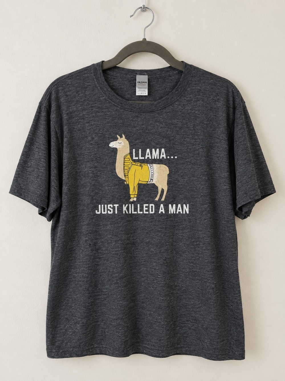 NEW Gildan Dark Gray Llama Graphic Tee - Large